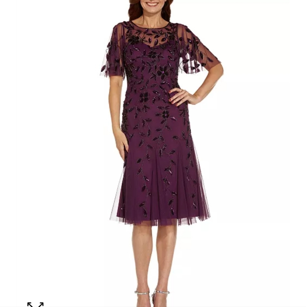 Adrianna Papell Women's Elegant Beaded Midi Dress